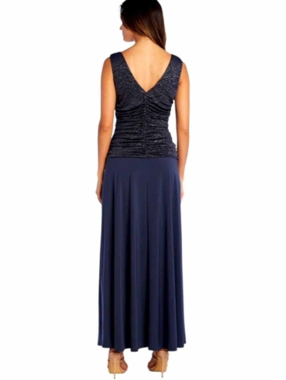 R & M Richards Petite Metallic Maxi-dress Mother Of The Bride Dress - Picture 5 of 11